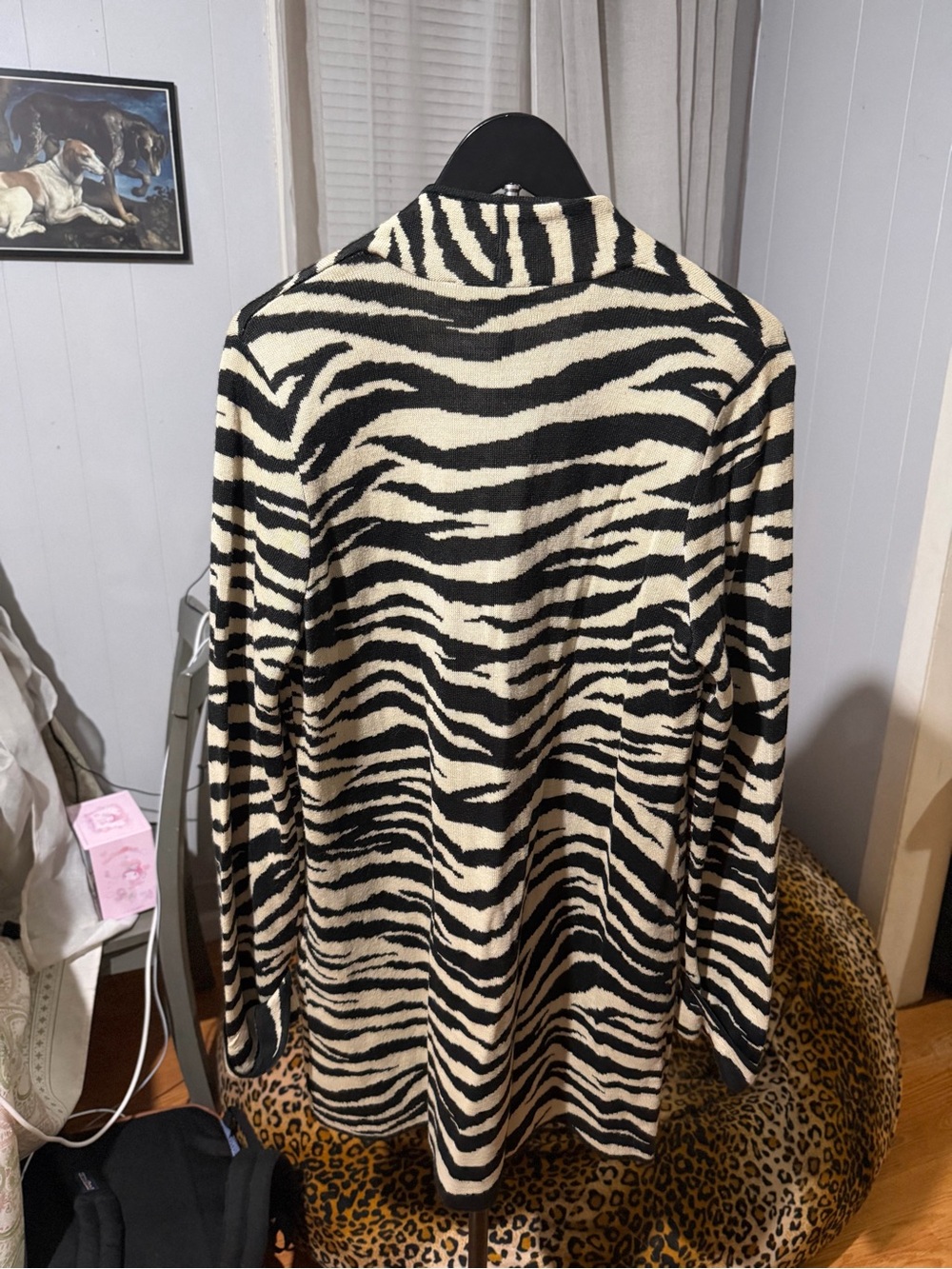 Jones Studio  Zebra Print Open Front Cardigan Draped Knit Sweater large - Picture 8 of 8